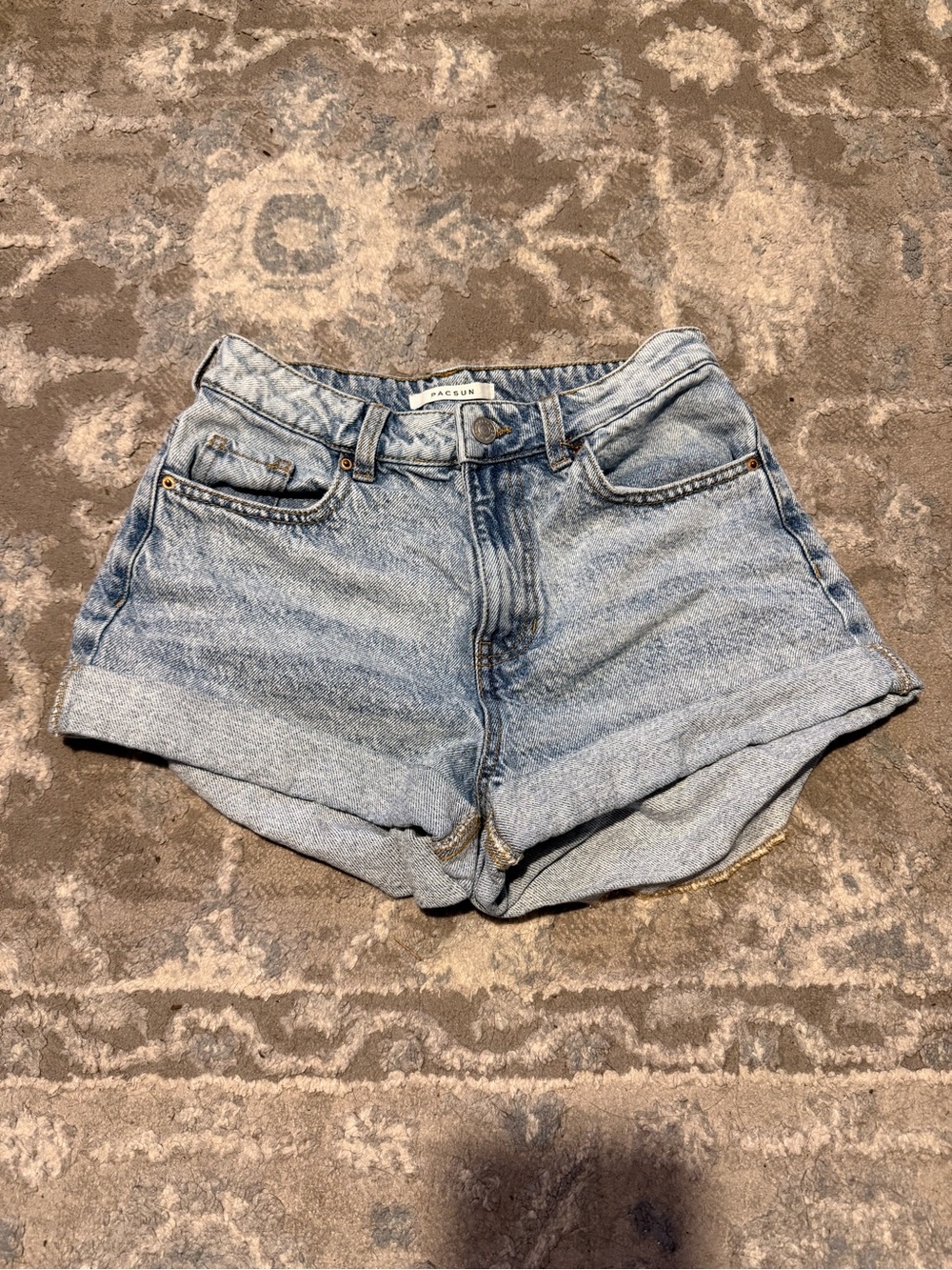 PacSun Light Wash High-Rise Rolled Hem Denim Shorts